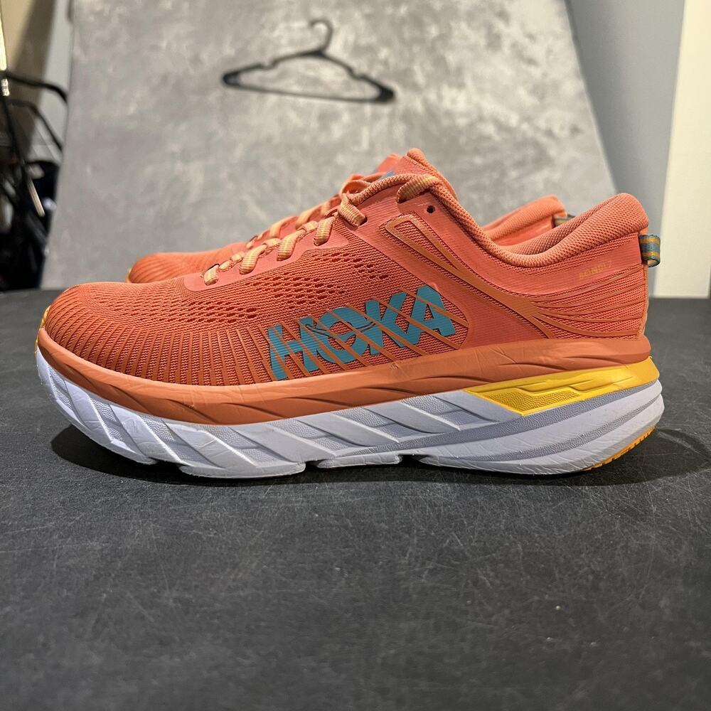 Hoka One One Bondi 7 Running Shoes Womens 8.5 Camellia Sneakers Athletic - Picture 3 of 10